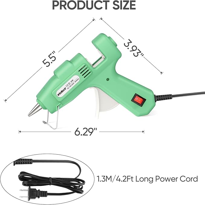ROMECH 20W Mini Hot Glue Gun with 30 Glue Sticks Set, Fast Preheating Hot Glue Gun Kit Heavy Duty Gluegun for Craft, DIY, Repairs (Green)