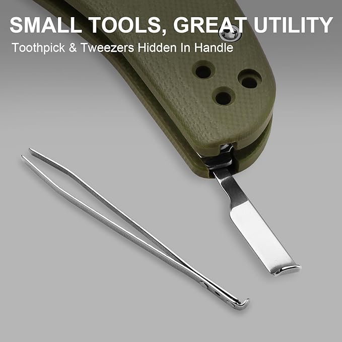 Kizer C01C Uti 2 (Tool-Free Version) Utility Knife, Button Liner Lock Box Cutter Pocket Knife with 5PCS Razor Blades, Thumb Stud Folding Knives with Green G10 Handle for Men Women V3488.29JNM1