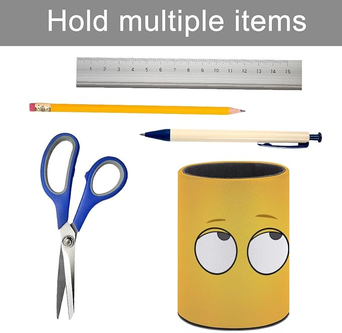 Eye Pen Holder Pencil Cup for Desk Organizer | Cute Makeup Brush Holder PU Multifunctional Office Suppliesfor Decor Home Classroom School