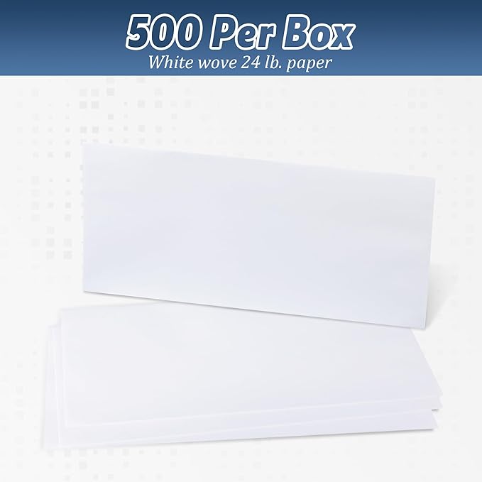 Yeplan 500PCS #10 Envelopes Letter Size Self Seal Business Envelopes No Window Security Mailing Envelopes Size 4-1/8 x 9-1/2 Inch - White 24LB Paper