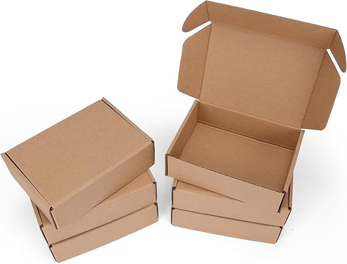 7x5x2 inch Shipping Boxes Set of 6 Brown, Inner Size 6.6x4.6x1.6 inch Cardboard Box Mailers for Small Business Packaging Mailing or Gift Wrapping Giving