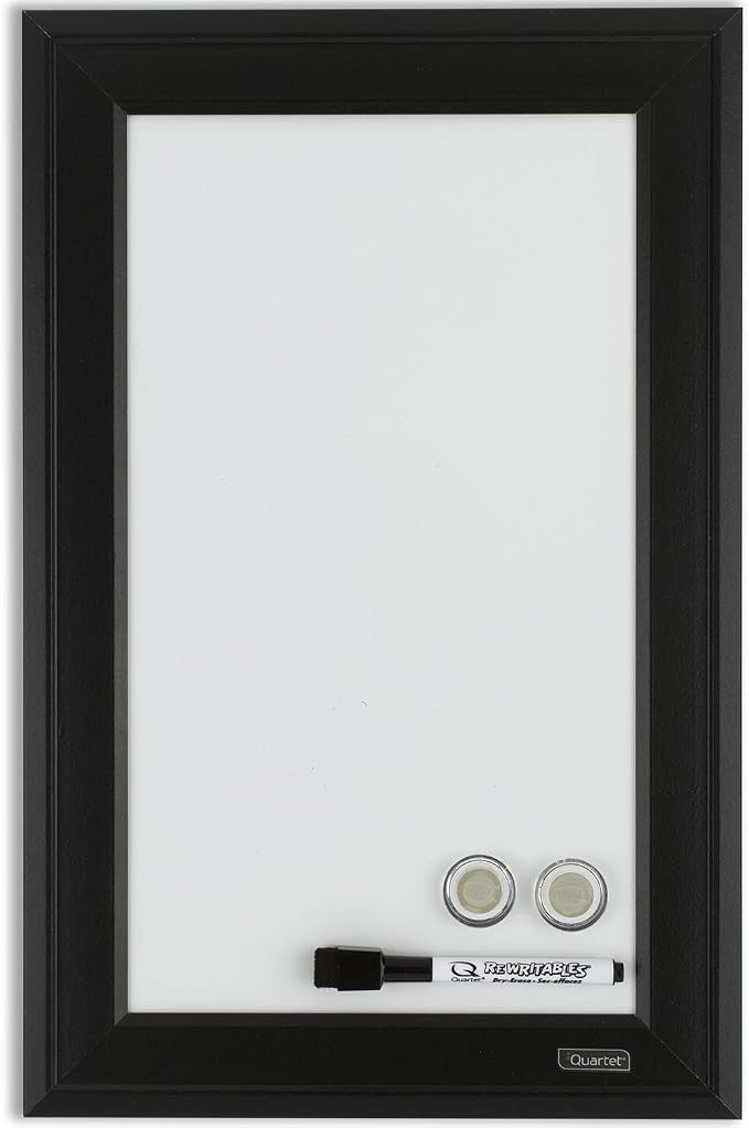 Quartet Magnetic Whiteboard, 11" x 17" Small White Board for Wall, Dry Erase Board for Kids, Perfect for Home Office & Home School Supplies, Dry Erase Marker, Magnets, Black Frame (79280)