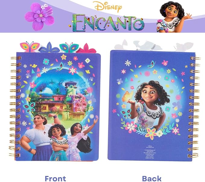 Disney Encanto Tab Journal Notebook, Spiral Bound, 96 Lined Pages, 8 x 7 inches, Purple