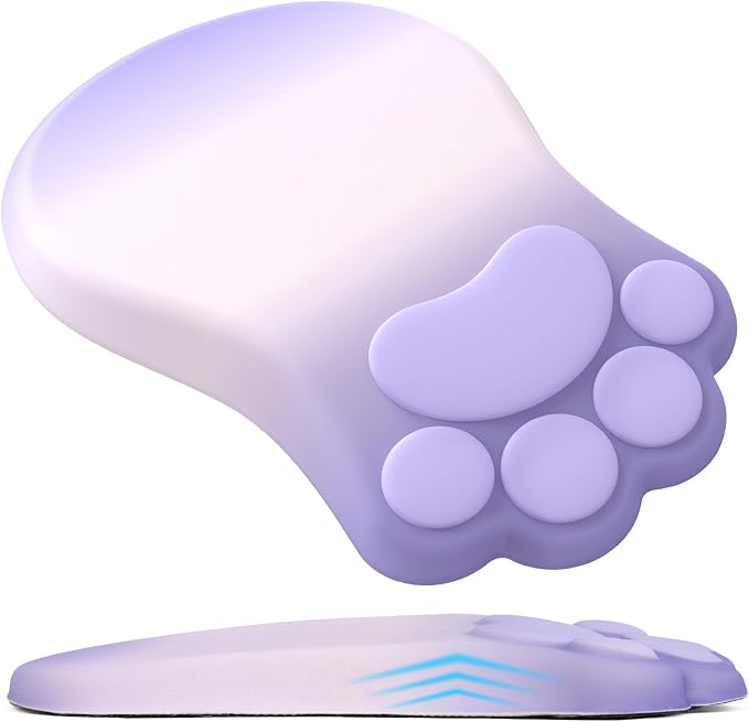 L-SPOUTTO Ergonomic Mouse Pad with Wrist Rest,Cute Mouse Pad Wrist Support | Cat Paw Comfortable Massage Design,Computer Pain Relief Mousepad with Non-Slip PU Base for Desk Laptop Gaming,Gradient Purple