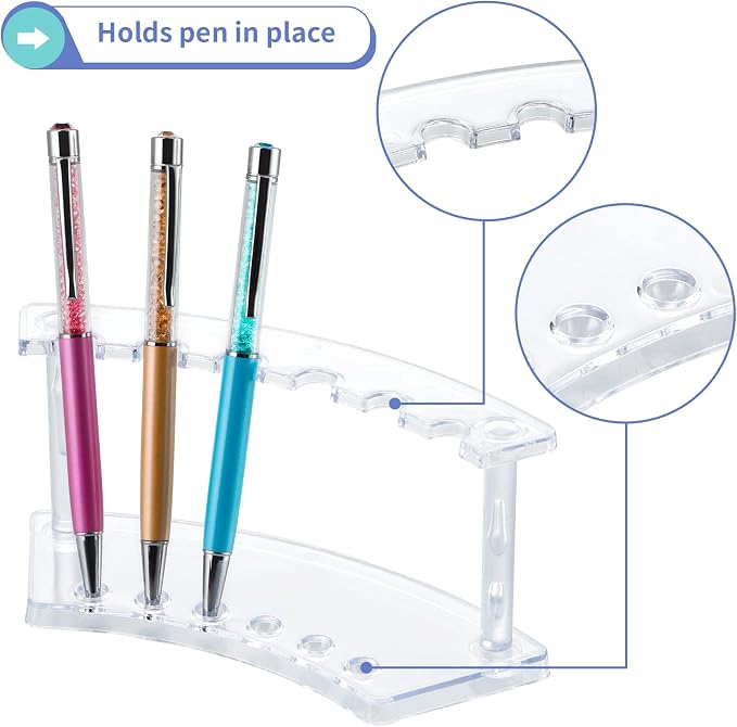 MOLIGOU 6 Pcs Pen Display Stand, 6 Slots Plastic Pen Holder, Clear Pen Display Rack for Craft Shows