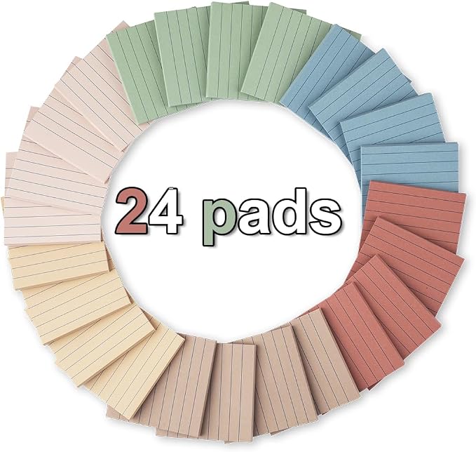 (24 Pack) Lined Sticky Notes 3x3 in,Vintage Notepads with Lines | Ruled Stickies,Super Sticking Power,Office School Memo Note Pads,Post on Windows Doors,Recyclable,Easy to Write on