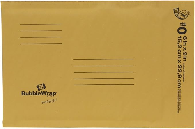 Duck Brand Kraft Bubble Mailers, #0-6 x 9 Inches, 5-Pack (284691), Tan