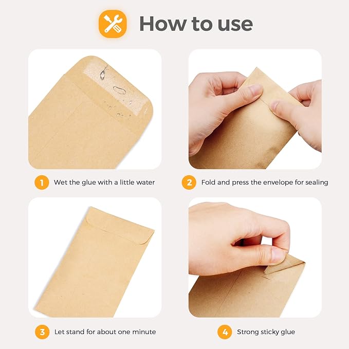 4000 PACK Brown Cash Envelopes 3 1/2 x 6 1/2 for Budgeting, Small Kraft Money Envelopes Self Adhesive for Cash, Coins, Check, Seeds, Money Savings Challenges