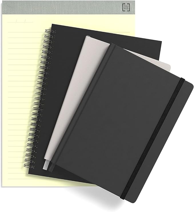 TRU RED Medium Hardcover Ruled Notebook, Gray/Blue