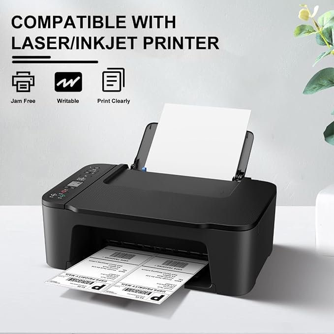 LabelMore 8.5'' x 5.5'' Half Sheet Self Adhesive Shipping Labels for Laser & Inkjet Printers - Rounded Corner - Shipping Labels 2 Per Sheet (4000 Labels)