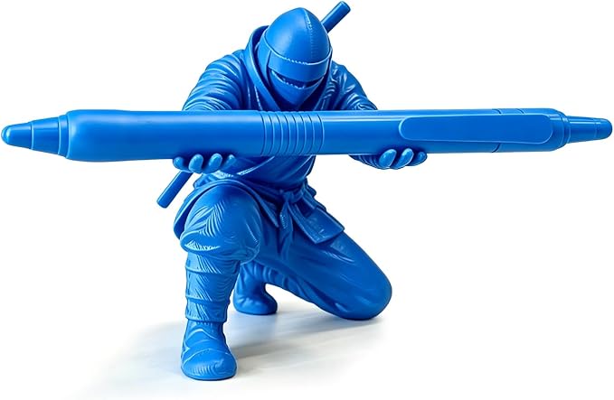 3D Printed Ninja Pen Holder - Cool Ninja Figurine Pen Stand, Decorative Desk Organizer for Office & Home (blue)