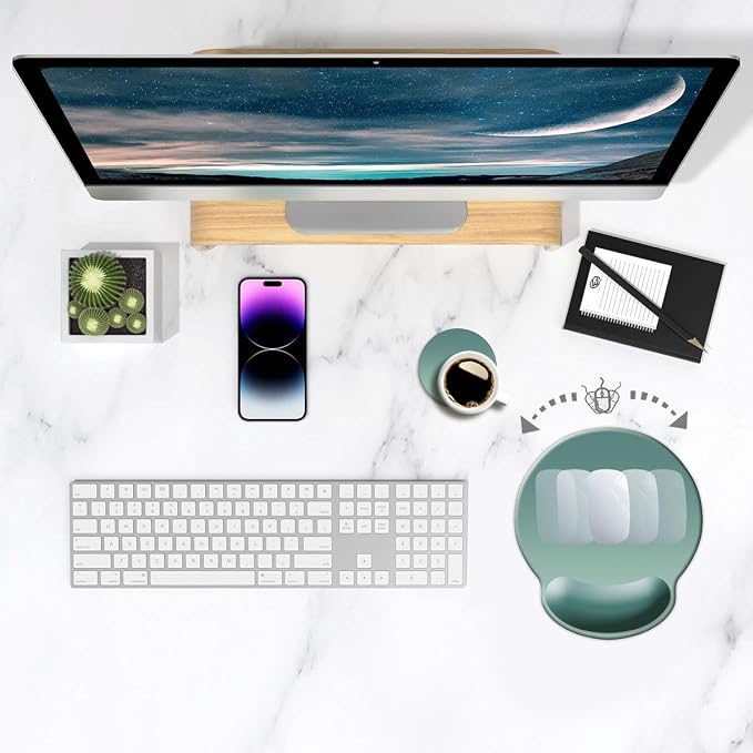 DOOKE ErgoComfort Wrist Rest Mouse Pad-Ergonomic Office Mousepad with Wrist Support-Non-Slip, Design Desk Accessories Mat for Home&Game Decor Bistro Green