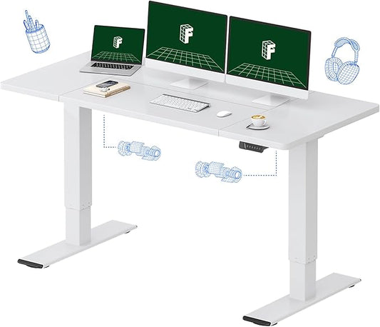 FLEXISPOT 63"x28" Large Dual Motor Electric Standing Desk, White - 198 LBS Heavy-Duty Capacity, Ideal for Home Office, Creative Studio, or Multi-Monitor Setup
