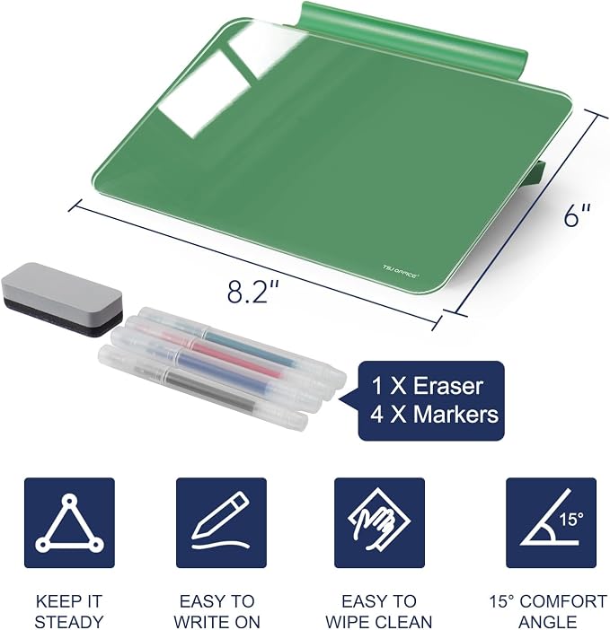Small Desktop Whiteboard - Glass Dry Erase Board 8 X 6 Inches Tabletop Easel Whiteboard with Stand, Desk Board Buddy for Artist, Teacher and Student