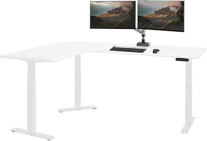 Vari ComfortEdge 80x60 L-Shape Electric Standing Desk – Height Adjustable Sit-Stand VariDesk for Corner Office with Reversible Left/Right Design + White Top/White Legs (Ships in 3 Boxes)