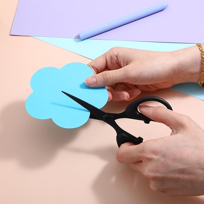 Black Office Scissors All Purpose, 5.5 Inch Small Scissors Stainless Steel Sharp Scissor for Office School Sewing Crafting Cutting Fabric Paper, Comfortable Grip