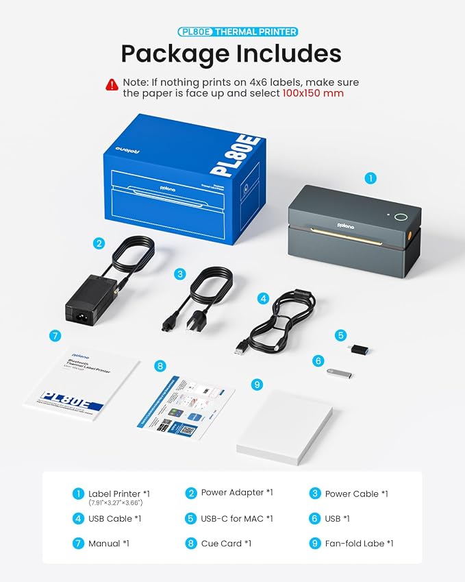 POLONO Bluetooth Thermal Shipping Label Printer, 4x6 Label Printer for Shipping | Good Quality, Faster Speed, High-Efficiency, Easy to Use, Wireless 4x6 Shipping Label Printer for Amazon, Etsy, USPS, Shopify