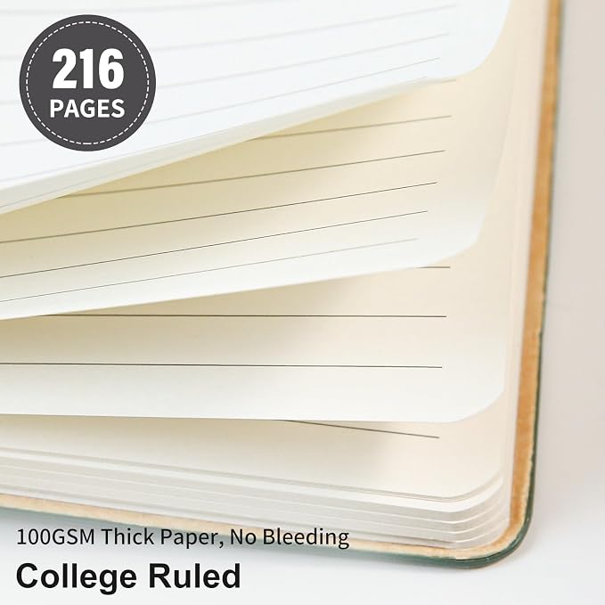 TSFPapier Lined Journal Notebook for Work College Ruled Note Book 5.79"x8.27" A5 PU Leather Daily Journaling 216 Pages for Women Men Writing Home School Supplies Business (Dark Gray)