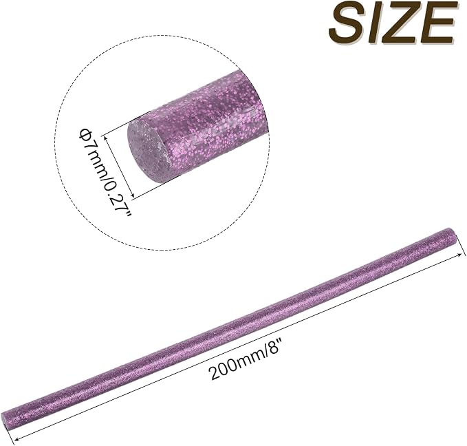 uxcell 30pcs Full Size Hot Glue Gun Sticks 8-inch x 0.27-inch High Sticky Small Hot Glue Sticks for Glue Gun, Glitter Purple