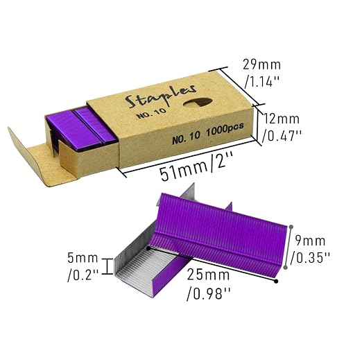 NatSumBasics 4000 Purple Staples Small Colored #10 Staples for Mini Stapler Refill, No.10 Staple, Smaller Than Standard Staple (Purple)
