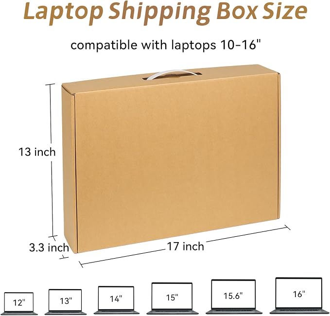 Laptop Shipping Box, Secure Laptop Box for Shipping with Foam, Cardboard Mailer Box for up to 16 Inch Laptop Packing (Pack of 3)