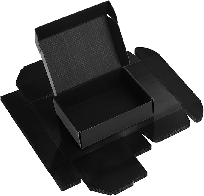 Rempry 6 Pack 7x5x2 Black Shipping Boxes, Small Cardboard Mailer Boxes for Small Business Shipping Packaging
