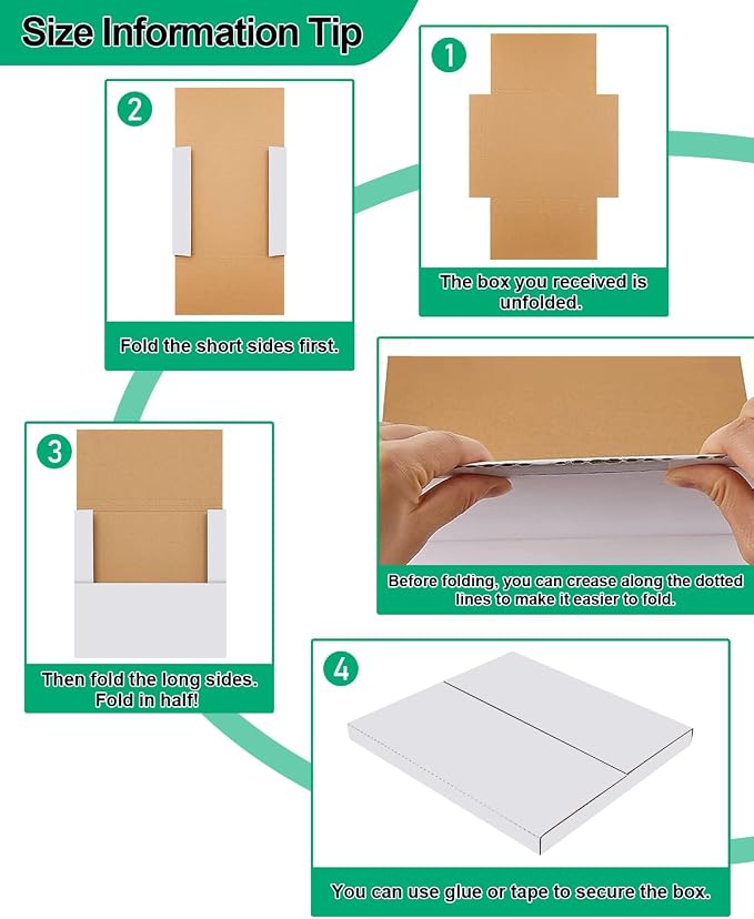 50 Pack Vinyl Record Shipping Boxes: 12.5" X 12.5" x 1" White Vinyl Record LP Shipping Mailer Boxes, Easy Fold LP Cardboard Mailing Boxes Multi Depth Album Mailers for Packaging Moving Storage | 12.5" X 12.5" x 1" White Album Mailers Easy Fold LP Cardb...