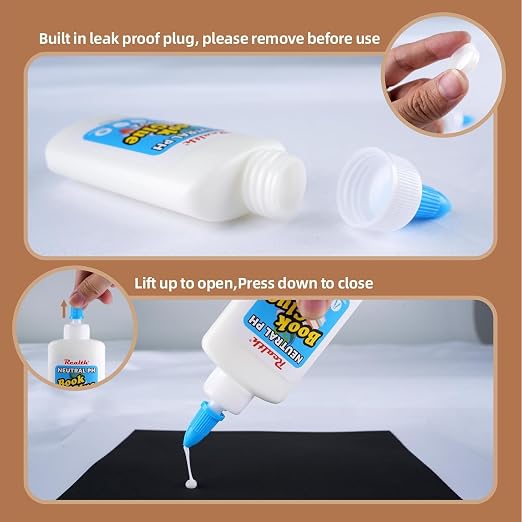 Book Binding PVA Glue PH Neutral, Acid-Free Tacky Adhesive 8.45 Fl Oz | Hardcover, Paperback, Bible & Journal Repair
