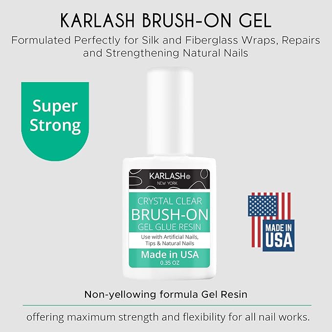Karlash Super Strong Brush On Glue for Acrylic & Press On Nails, Perfect for False Nail Art, Glitter, Gems, White Clear Tips (1 Piece)