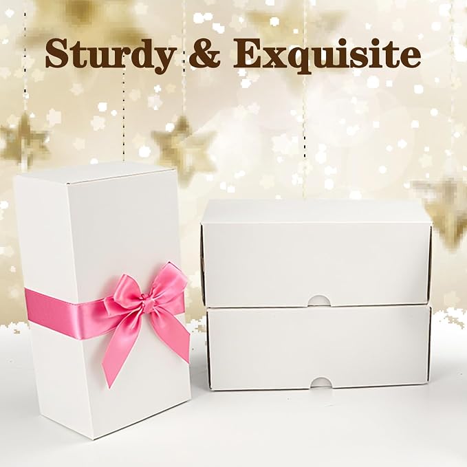 WIFTREY 50 Pack 8x4x3 Small Shipping Boxes for Packing Small Business, White Corrugated Cardboard mailing Box for Shipping