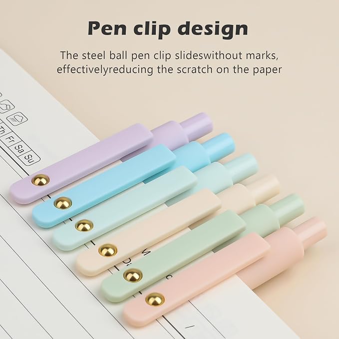 Ddaowanx Gel Pens,6 Pcs 0.7mm Retractable Quick Dry Black Ink Pens | Fine Point Smooth Writing Pens for Nurses,Teachers,Cute Stationery Office&School Supplies,Gifts for Women,Stocking Stuffers