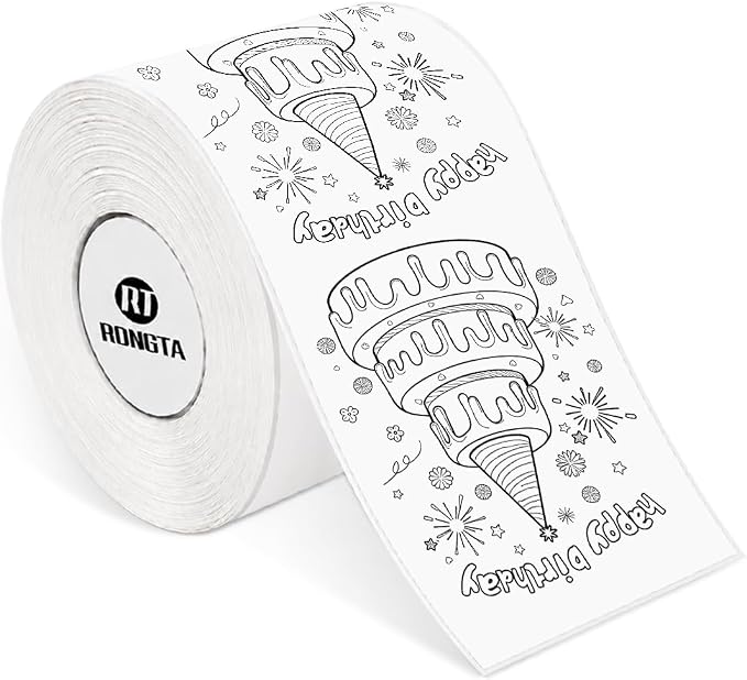 Rongta Label Tape for R22, Standard Laminated Thermal Label Tape Replacement, Waterproof, Oil-Proof Sticker for Home Office Small Business Labeling (White, 2'' (Continuous Label/10M/Roll))