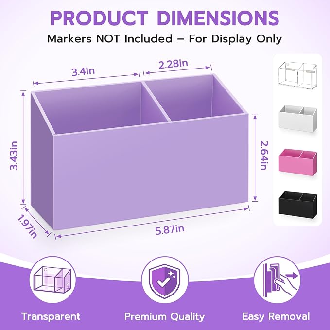 MR.MATE Magnetic Pen Holder, Purple Magnetic Cup for Fridge Whiteboard | Dry Erase Marker Pencil Holder with Acrylic Cup and Strong Magnet, Non-slip Design For Refrigerator Locker Office & Classroom