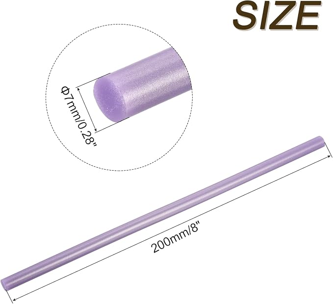 uxcell 30pcs Full Size Hot Glue Gun Sticks 8-inch x 0.27-inch High Sticky Small Hot Glue Sticks for Glue Gun, Metallic Purple