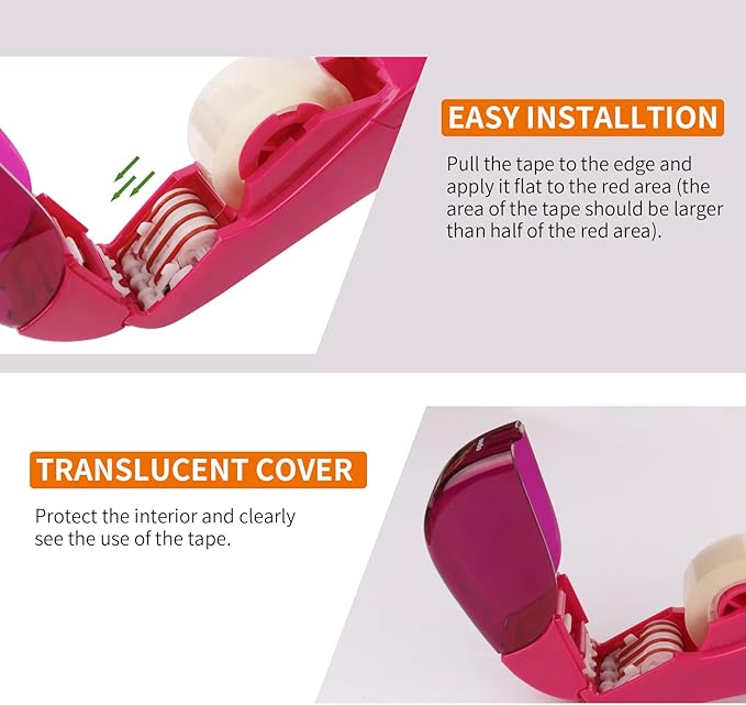 Eagle Automatic Tape Dispenser and Tape Gun. Free 1/2" (12mm) and 3/4" (19mm). Ideal for Taping Gifts, Packages, Scrapbooks and Envelopes (Pink)