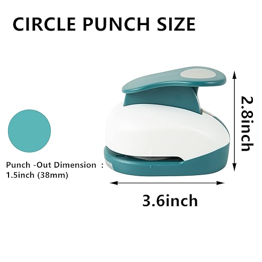 Circle Punch 1.5 Inch, Hole Puncher for Crafts, Punch Hole, Paper Punches, Cardstock, Gift Wrapping, Greeting Cards and Scrapbooks, DIY Albums Photos,Card Making 38mm Circle Cutter