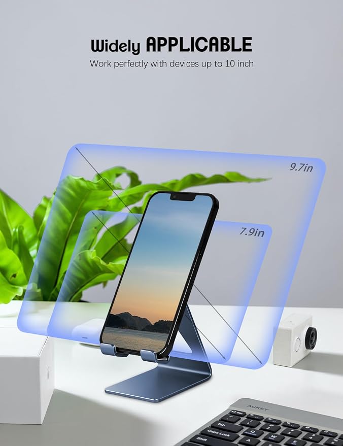 Aoviho Cell Phone Stand for Desk, Aluminum Phone Holder,Navy Blue | Built to Last, Hands-Free Viewing, Fits iPhone 17/16/15 Series & Samsung Galaxy, Ideal for Home & Office
