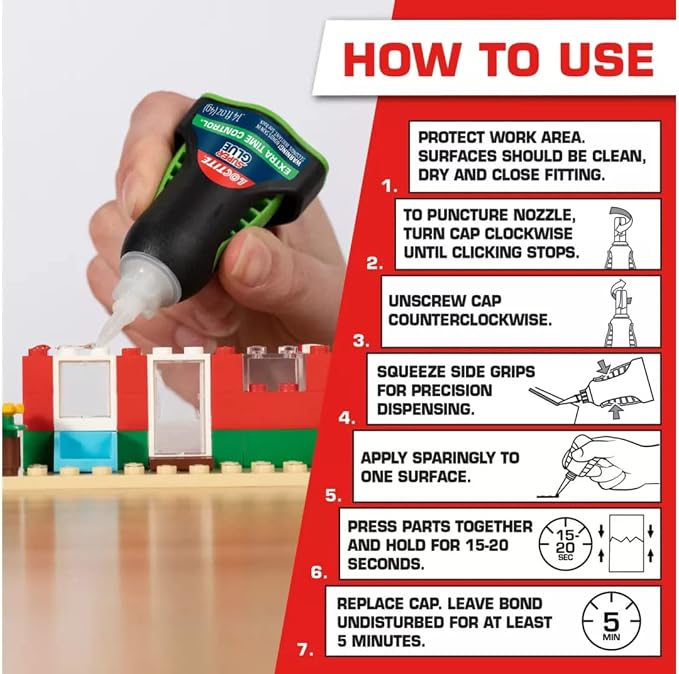 Loctite Super Glue Extra Time Control, Clear, 0.14 fl oz Bottle, 6 Pack - Superglue for Plastic, Wood, Metal, Crafts & Repair, Cyanoacrylate Adhesive Instant Glue