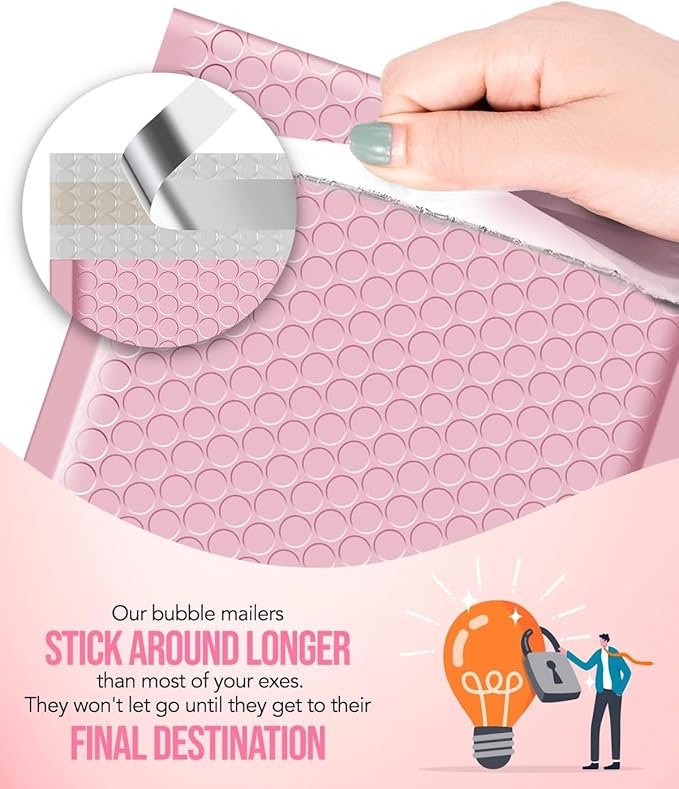 GSSUSA Large Bubble Mailers 10.5x16 Inch 500 Pack Light Pink Padded Envelopes, Strong Adhesion Self-Seal Bubble Envelopes for Mailing Clothes,Magazines