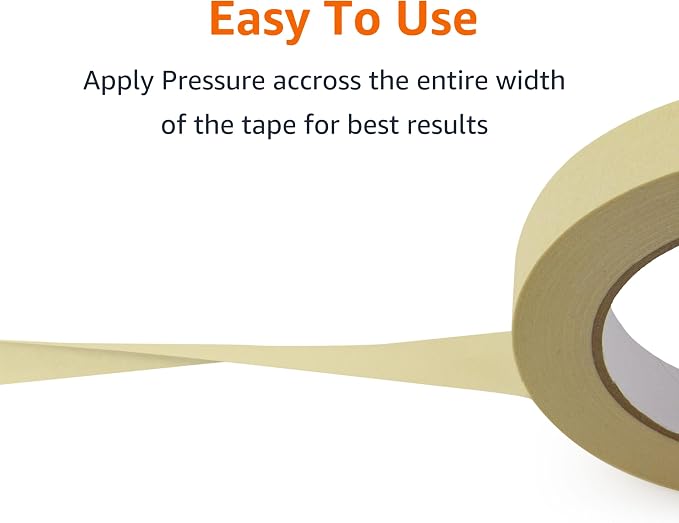 Amazon Basics Low Tack Masking Tape, General Purpose, Hand Tearable, Removes Easily, for Labeling, 0.7 inch x 180 feet, Beige, 3-Pack