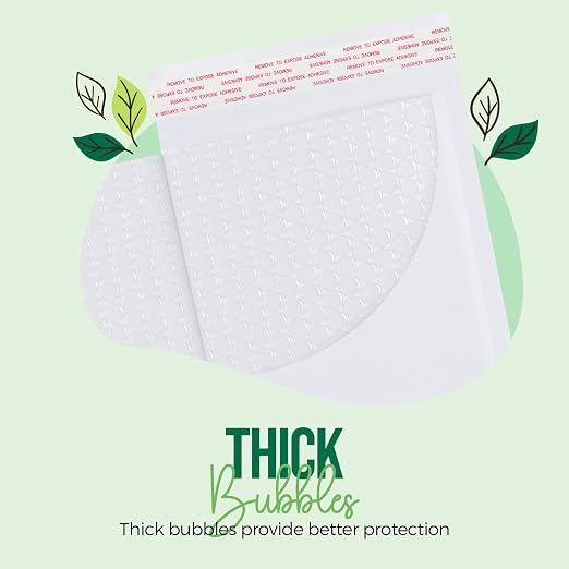 Fuxury White Kraft Bubble Mailer 6x10" 100 Pack Padded Envelope Usable 6x9" | Self Seal Bubble Envelopes Waterproof Cushion Padded Mailers for Small Business Shipping Invoices Cards #0