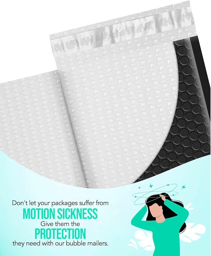GSSUSA Black Bubble Mailers 5x10 100 Pack, Self Seal Padded Envelopes | Usable Size 5x9, Waterproof, Opaque, #00, Small Mailing Bags For Jewelry, Cards, Cosmetics, Accessories, Business Supplies