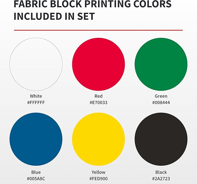Speedball Premium Block Printing Ink Set - 6 Colors for Fabric and Paper - Water Soluble Oil Based Ink - 1.25 oz Each - Non Toxic Art Supplies