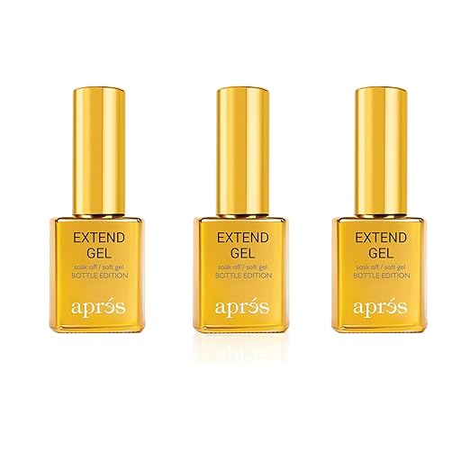 Aprés Extend Gel Gold Bottle Edition, Pack of 3 - Gel-X Tips Adhesive, No Primer or Bonder Needed (15 ml each)
