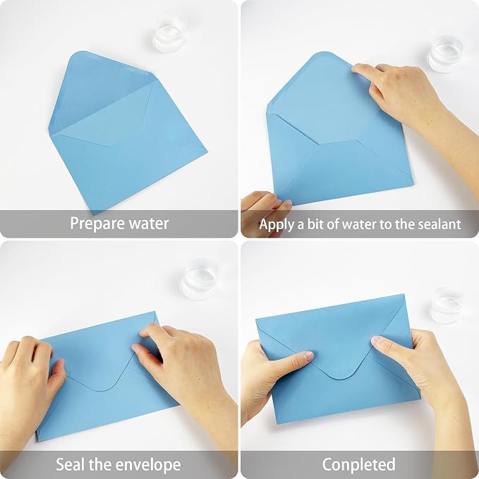 YINUOYOUJIA 50 PCS Sparking Blue Envelopes A7,5 x 7 white Shimmer Envelopes for Invitation,Perfect for Wedding Invitation Cards,Birthday RSVP Invite,5.25 x 7.25 inches
