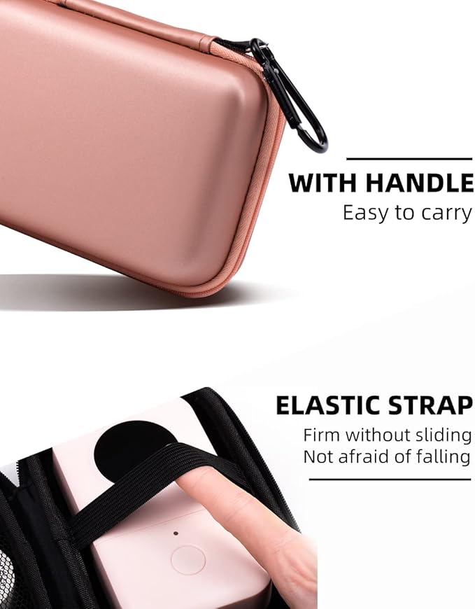 Phomemo Label Printer Case Hard Carry Case Compatible D30/Q30S/T02/M110 Label Printer, Label Maker Labeler Storage Holder,Pink