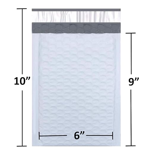 SALES4LESS - Poly Bubble Mailers, Waterproof & Cushioned Padded Envelopes for Shipping, 6 x 10 in (50 Pack, White)