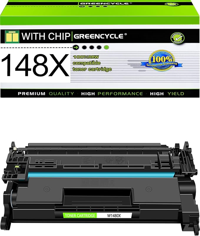 greencycle 148X Cartridge Replacement Compatible for HP 148X Black Toner Cartridge W1480X 148A Pro Ink Cartridge Work with Laser Jet Pro 4001dw 4001dn 4001n MFP 4101fdw 4101fdn (1PCS,with Chip)