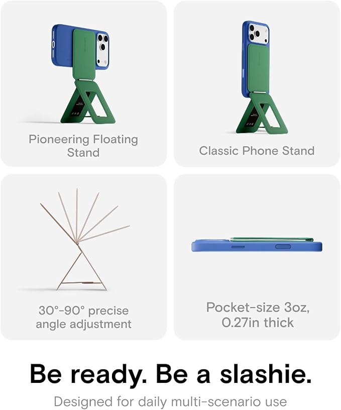 MOFT Phone Tripod Stand, Portable Selfie Stick for iPhone, Mulit-Angle | Pocket Size | Strong Magnets l MOVAS Leather | Magsafe Compatible | Easy to Charge | Stylish |For Content Creators