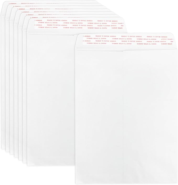 Goefun White Envelopes 10x13, 100 Pack | Self Seal, 80GSM Paper, Security Catalog Large Envelopes, Peel and Seal Flap, For Mailing, Organizing and Storage